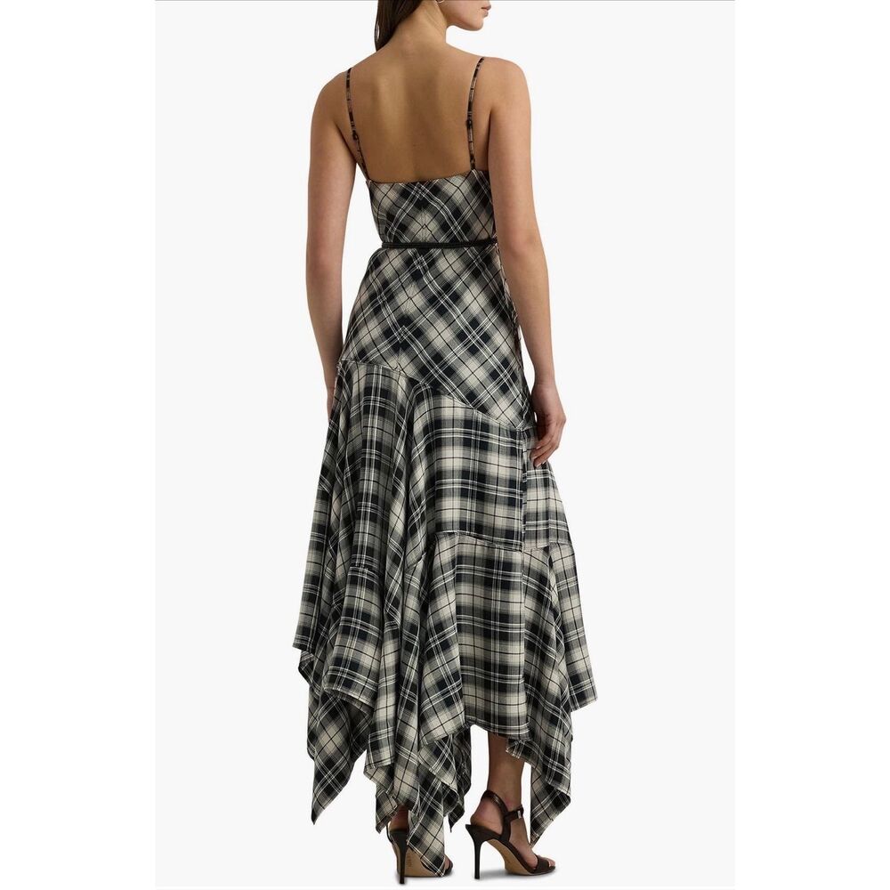 Lauren Ralph Lauren Plaid Belted Herringbone Dress 10 - Picture 3 of 11